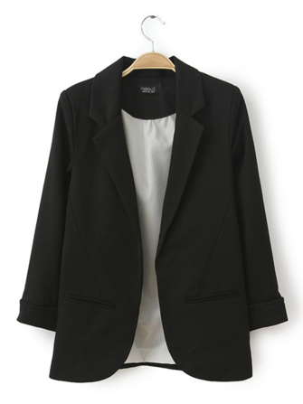 Color s&oacute;lido ocasional sin buttonturn por el cuello 3/4 manga traje de chaqueta ol